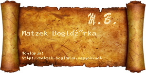 Matzek Boglárka névjegykártya